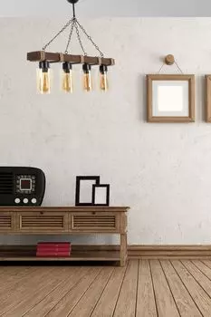 Opviq, Jasmin- Jasmin 4 l ahap ceviz silindir bal camlLUN, желтый, люстра, деревянный корпус