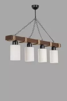 Opviq, Jasmin- Jasmin 4 l ahap ceviz silindir opal camlLUN, белый, люстра, деревянный корпус