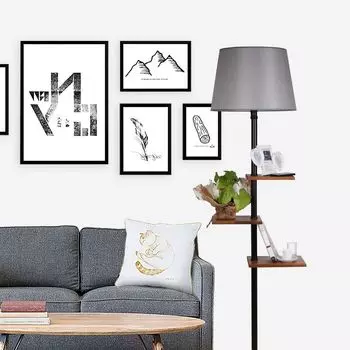 Opviq, Moda- Moda Lambader Siyah Pramit Hasr Gri AbjurluLUN, черный, серый, торшеры, металлический корпус