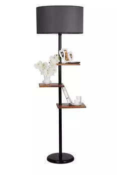 Opviq, Moda- Moda Lambader Siyah Silindir Koyu Gri AbjurluLUN, черный, серый, торшеры, металлический корпус