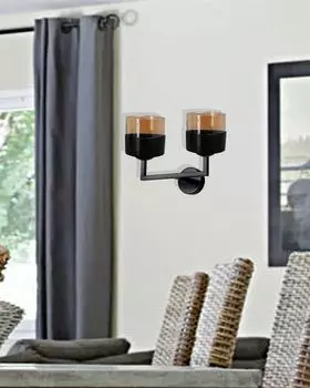 Opviq, Napoli- Napoli 2 Li Aplik SiyahLUN, черный, настенные светильники, 35 х 20 х 26 см, металлический корпус