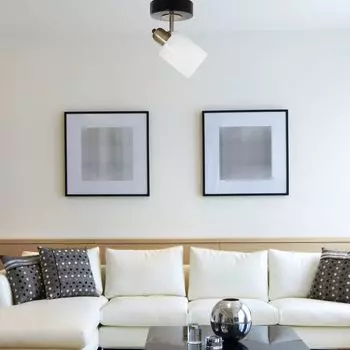 Opviq, Nomi- Nomi tekli siyah beyaz caml avizeLUN, Черный, Белый, Люстра, Металлический корпус