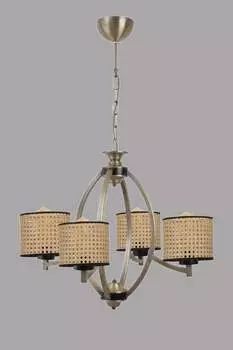 Opviq, Paul- Paul 4 l eskitme avize rattan abajurluLUN, коричневый, люстра, металлический корпус