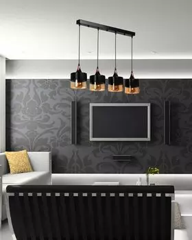 Opviq, Sahra- Sahra 4 L Sral Sarkt SiyahLUN, Черный, люстра, 16 x 16 x 65 см, металлический корпус