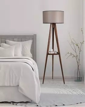 Opviq, Sehbal- Sehbal Штатив Ceviz Lambader Silindir 82 AbajurluLUN, цвет орех, торшеры, деревянный корпус, коричневый