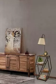 Opviq, Sembol- Sembol Ceviz Lambader Pramit Ak Hasr AbajurluLUN, плетеные, торшеры, 38 х 25 см, металлический корпус