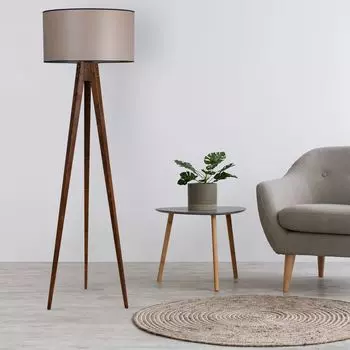 Opviq, Штатив- Штатив Ceviz Lambader Silindir 82 AbajurluLUN, цвет орех, торшеры, корпус деревянный, коричневый