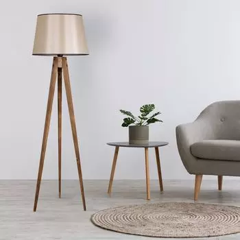 Opviq, Штатив- Штатив Yank Lambader Pramit 15LUN, Коричневый, торшеры, деревянный корпус