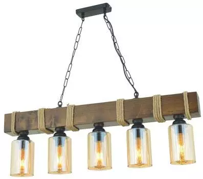 Opviq, Simona- Simona 5Li Caml AvizeBCN, цвет орех, черный, люстра, 85 х 9 см, 100% граб