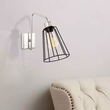 Opviq, Ve- Ve OPV, никель, черный, настенные светильники, 15 х 32 см, металлический корпус, серебро