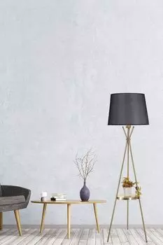 Opviq, Venedik- Venedik sehpal eskitme lambader pramit hasr siyah abajurluLUN, Черный, Торшеры, металлический корпус