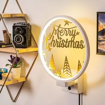 Opviq, XMAS28- XMAS28SHD, белый, золотой, настенные светильники, 10 x 10 x 4 см, 100% металл