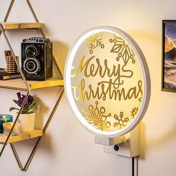 Opviq, XMAS29- XMAS29SHD, белый, золото, настенные светильники, 10 x 10 x 4 см, 100% металл