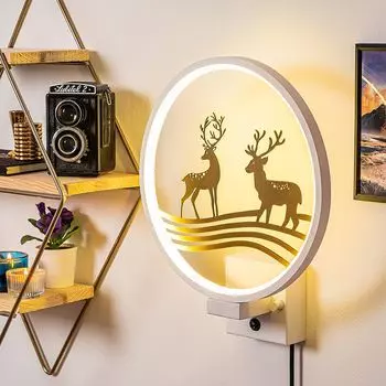 Opviq, XMAS30- XMAS30SHD, белый, золотой, настенные светильники, 10 х 10 х 4 см, 100% металл