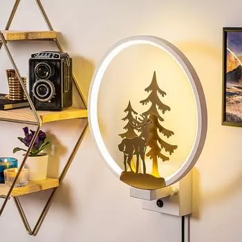 Opviq, XMAS32- XMAS32SHD, белый, золотой, настенные светильники, 10 х 10 х 4 см, 100% металл