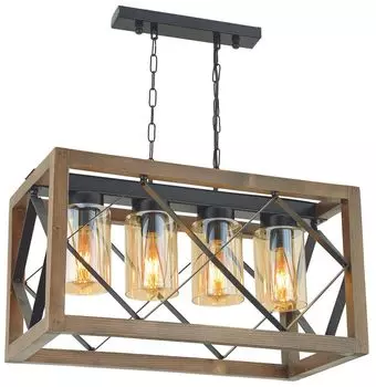 Opviq, Zikzak- Zikzak 4L Caml AvizeBCN, цвет орех, черный, люстра, 60 х 30 см, 100% граб