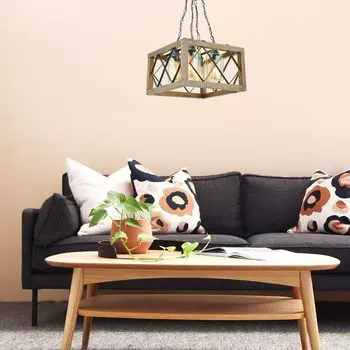 Opviq, Zikzak- Zikzak 4L Kare Caml AvizeBCN, цвет орех, черный, люстра, 45 х 45 см, 100% граб