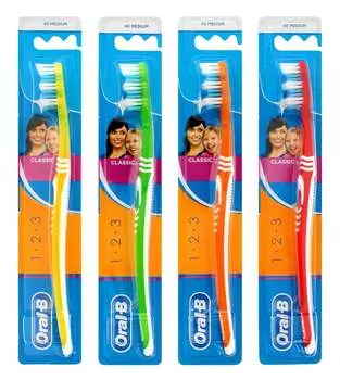 Oral B, зубная щетка 1-2-3 Classic - Средняя - Разные цвета Oral-B