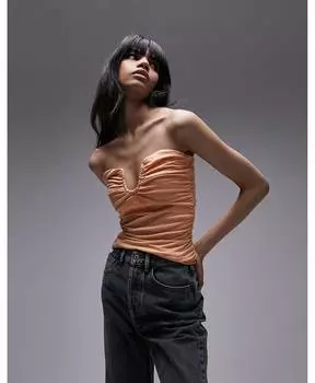 Оранжевая бандо Topshop со сборками сбоку