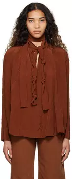 Оранжевая блуза с шарфом и узлом LEMAIRE