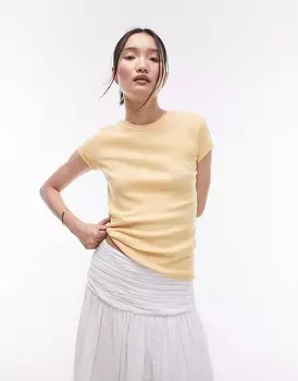 Оранжевая длинная повседневная футболка Topshop