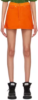 Оранжевая джинсовая мини-юбка Cutline GANNI