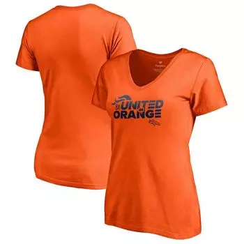 Оранжевая футболка Fanatics Denver Broncos ReUnited в оранжевой футболке с v-образным вырезом Fanatics