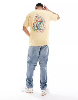 Оранжевая футболка с принтом на спине Pretty Green