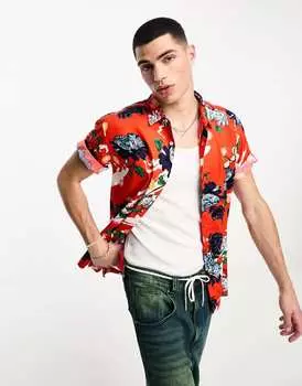 Оранжевая гавайская рубашка с короткими рукавами Superdry Vintage