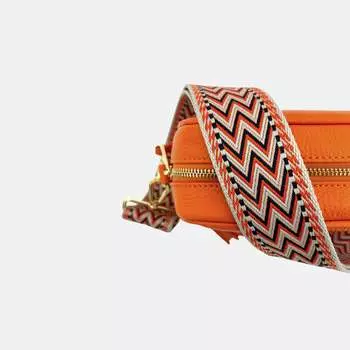 Оранжевая кожаная сумка через плечо с серым ремешком в стиле бохо Apatchy London, оранжевый