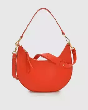 Оранжевая кожаная сумка через плечо в форме полумесяца Leandra, оранжевый