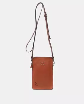 Оранжевая кожаная сумка для мобильного телефона с выгравированным логотипом Abbacino, оранжевый