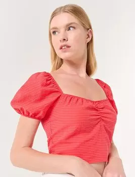 Оранжевая летняя блузка с квадратным вырезом и коротким рукавом Jimmy Key