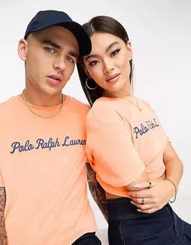 Оранжевая махровая футболка из эксклюзивного коллаборации Polo Ralph Lauren x ASOS с логотипом на груди