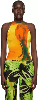 Оранжевая майка с лямкой на шее Louisa Ballou