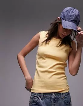 Оранжевая майка с высоким овальным вырезом Topshop