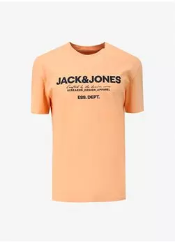 Оранжевая мужская футболка с круглым вырезом JJGALE TEE SS O-NECK LN Jack & Jones, оранжевый