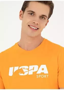 Оранжевая мужская футболка с круглым вырезом MONRO U.S. Polo Assn., оранжевый