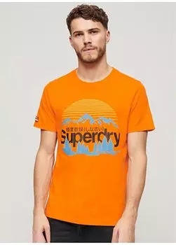 Оранжевая мужская футболка с круглым вырезом с принтом M1011911AP2T_GREAT OUTDOORS NR GRAP Superdry, оранжевый