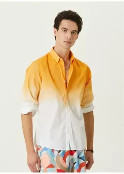 Оранжевая мужская рубашка Comfort Fit с нижним воротником Network