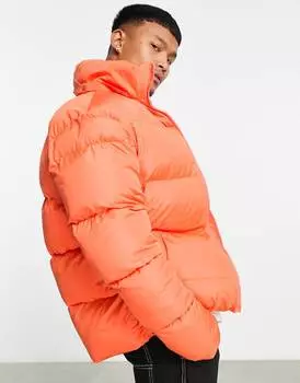 Оранжевая пуховая куртка со съемным капюшоном ASOS DESIGN