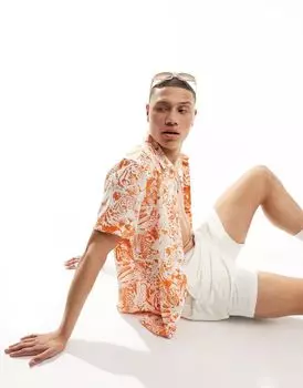 Оранжевая рубашка с леопардовым принтом ASOS