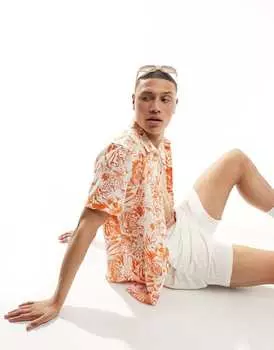 Оранжевая рубашка с леопардовым принтом ASOS DESIGN
