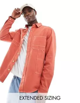 Оранжевая рубашка с накладными рабочими карманами ASOS DESIGN