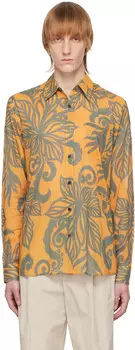 Оранжевая рубашка с принтом Dries Van Noten