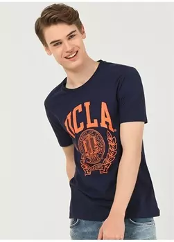 Оранжевая синяя мужская футболка с коротким рукавом с фирменным принтом Ucla