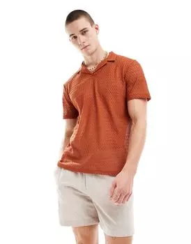 Оранжевая текстурированная рубашка-поло крючком ASOS DESIGN