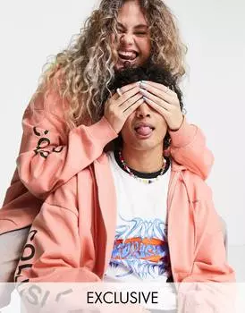 Оранжевая толстовка унисекс в стиле оверсайз с логотипом COLLUSION