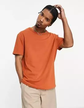 Оранжевая тяжелая футболка свободного кроя ASOS