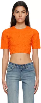 Оранжевая укороченная футболка GANNI